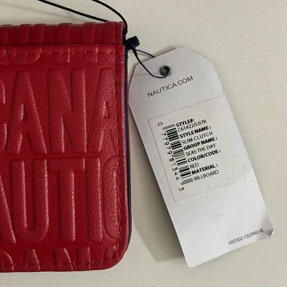 Nautica Red Slim Clutch Credit Card Holder Woman’s Wallet NEW - Picture 9 of 13